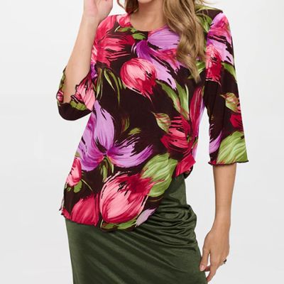Floral Slinky Merrow Top in Multi-XL