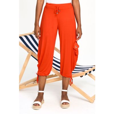 Pocket Detail Jogger Capri in Orange-S