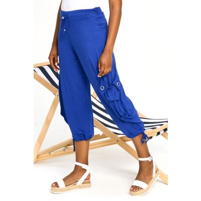 Pocket Detail Jogger Capri in Royal-XL