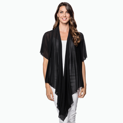 Long Front Chiffon Shawl in Black