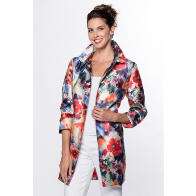 Open Front Floral Print Jacket in Multi-XL