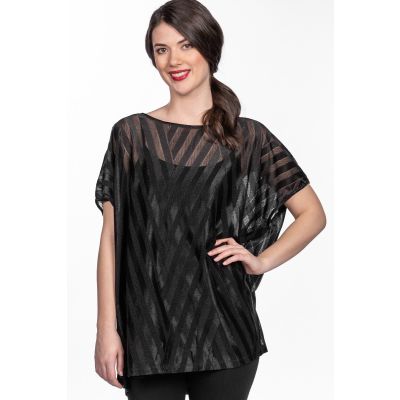 Stripe Motif Mesh Topper-OS