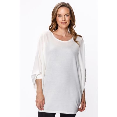 Raglan Sleeve Tunic Top in Solid Ivory-L/XL