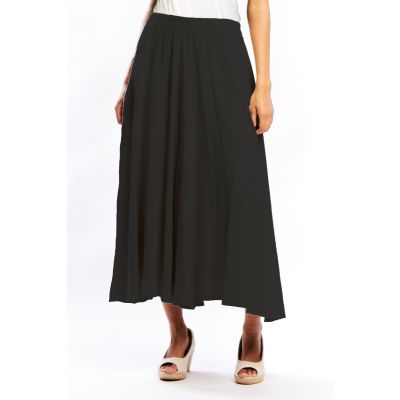 Linen-Blend Extra Wide-Leg Pant in Black-XL