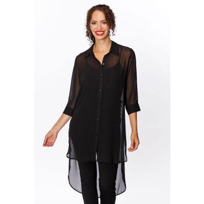 Extended Chiffon Blouse in Black-M