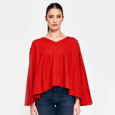 Draped Poncho Topper in Red
