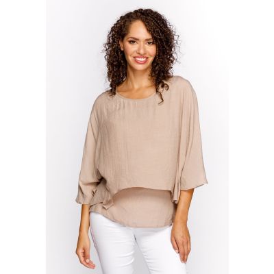 Layered Crepe Top in Sand