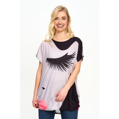 Embellished 'Wink' Graphic Tunic Top
