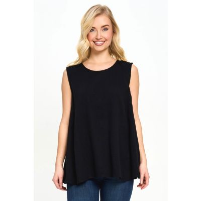 Waffle Cotton A-Line Tunic in Black