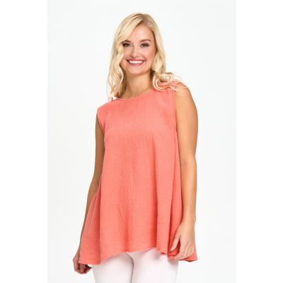 Waffle Cotton A-Line Tunic in Coral