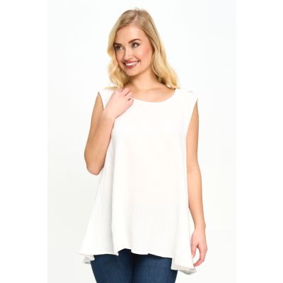 Waffle Cotton A-Line Tunic in White