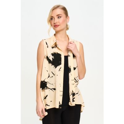 Sleeveless Splatter Print Top in Vanilla-L