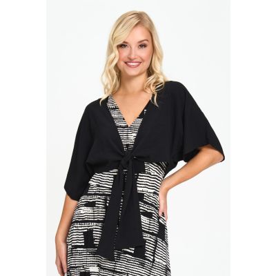 Front-Tie Crop Bolero in Black-L/XL