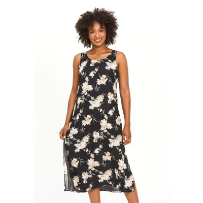 Reversible Print Dress in Beige-XXL