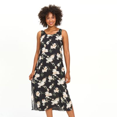 Reversible Print Dress in Beige