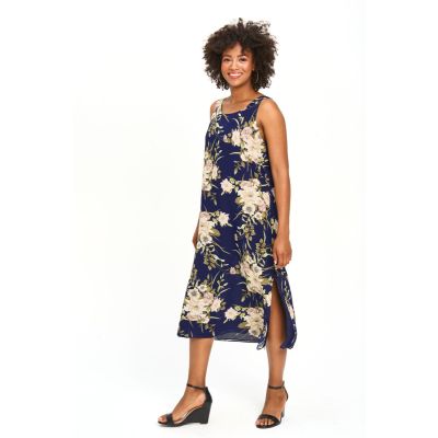 Reversible Print Dress in Navy-XXL