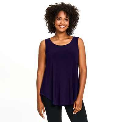 Scoop Neck Smile Hem Tank in Dark Purple-M