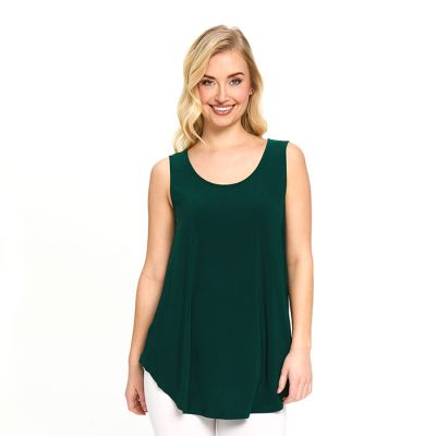Scoop Neck Smile Hem Tank in Evergreen-L