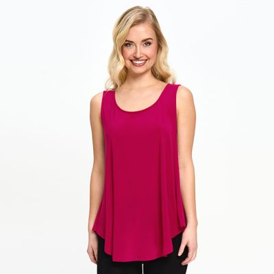 Scoop Neck Smile Hem Tank in Hot Pink-M