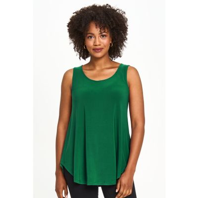 Scoop Neck Smile Hem Tank in Kelly Green-S