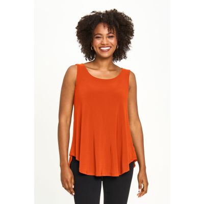 Scoop Neck Smile Hem Tank in Orange-S