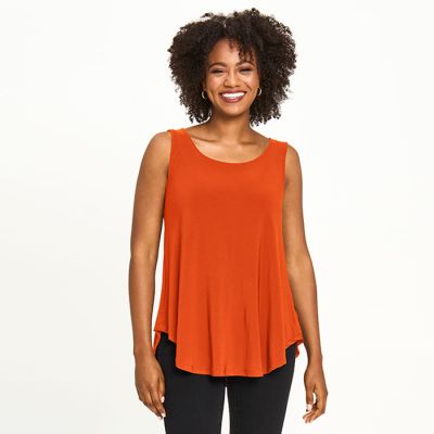 Scoop Neck Smile Hem Tank in Orange-S