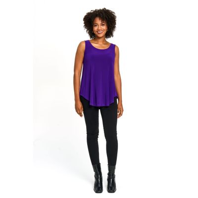 Scoop Neck Smile Hem Tank in Purple-L