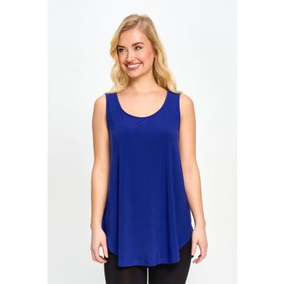 Scoop Neck Smile Hem Tank in Royal-L