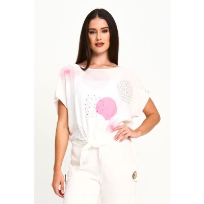 Lightweight Tie-Bottom Topper in Dot-L/XL