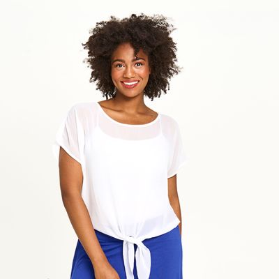 Lightweight Tie-Bottom Topper in White