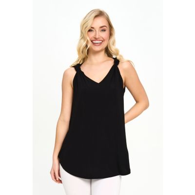 Twist Knot Solid Cami in Black