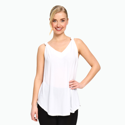 Twist Knot Solid Cami in White