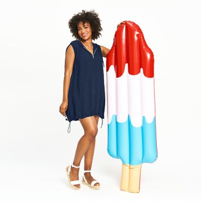 Half Zip Sleeveless Tunic with Gold Zipper in Navy-XL