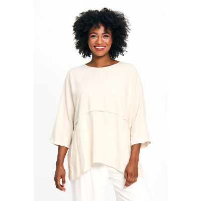 Linen Cotton Raglan Sleeve Top in Linen-ONE