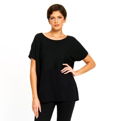 Sparkle Colour Block Top in Black-M