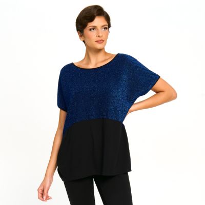 Sparkle Colour Block Top in Blue-S