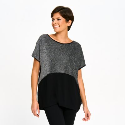 Sparkle Colour Block Top in Silver-XL