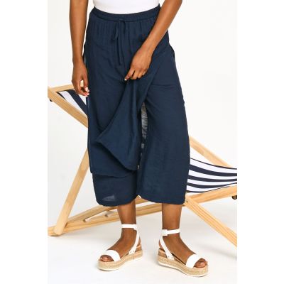 Double Layered Flow Culottes in Midnight