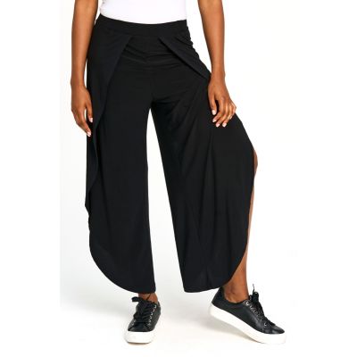 Wrap Style Beach Pants in Black-XXL