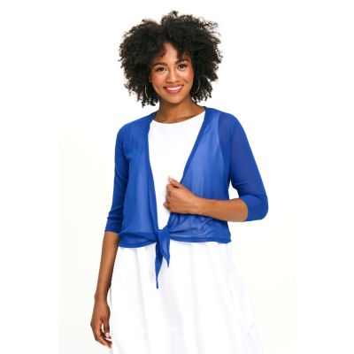 Lightweight Tie-Front Shoulder Cover in Royal-XL