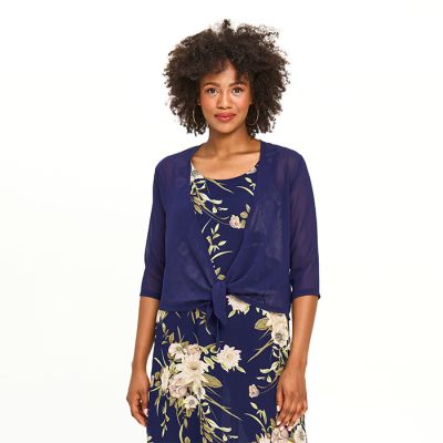 Lightweight Tie-Front Shoulder Cover in Navy
