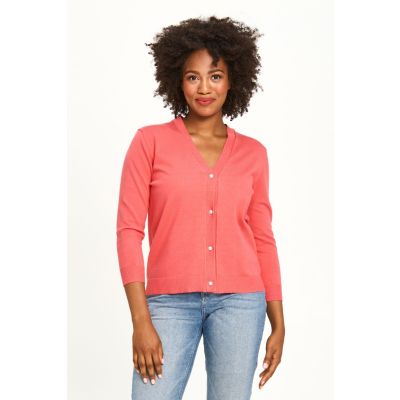 True Knit Crystal Cardigan in Coral-S/M