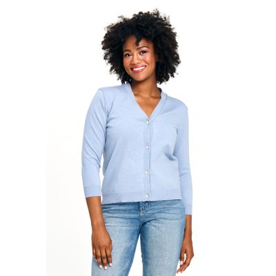 True Knit Crystal Cardigan in Denim-L/XL