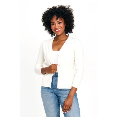 True Knit Crystal Cardigan in Ivory-L/XL