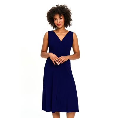 Midi Length Faux Wrap Dress in Royal-XXL