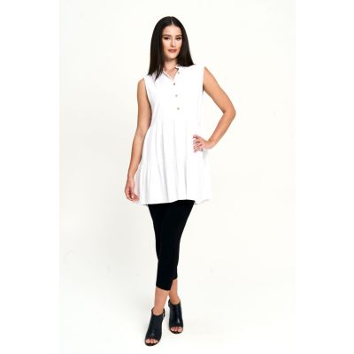 Tiered Ruffle Tunic in White-L