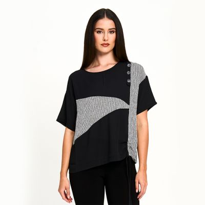 Mixed Stripe Tee in Black & White