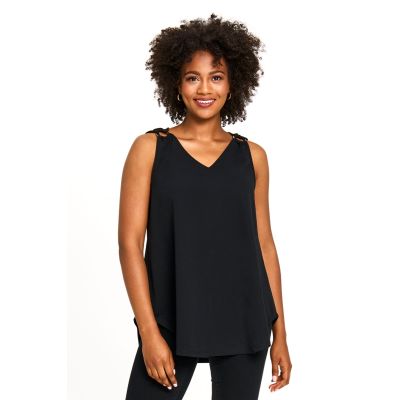 Bangle Knot Sleeveless Top in Black-XL