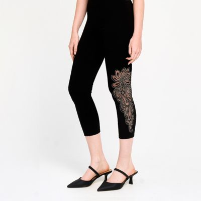 Crystal Embellished Legging in Black-XXL