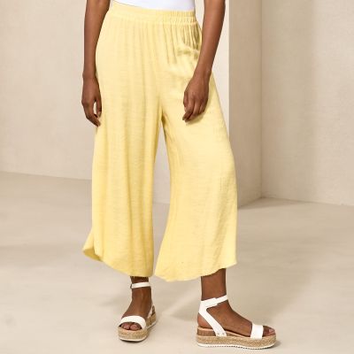 Double Layered Faux Linen Pant in Lemon-XXL